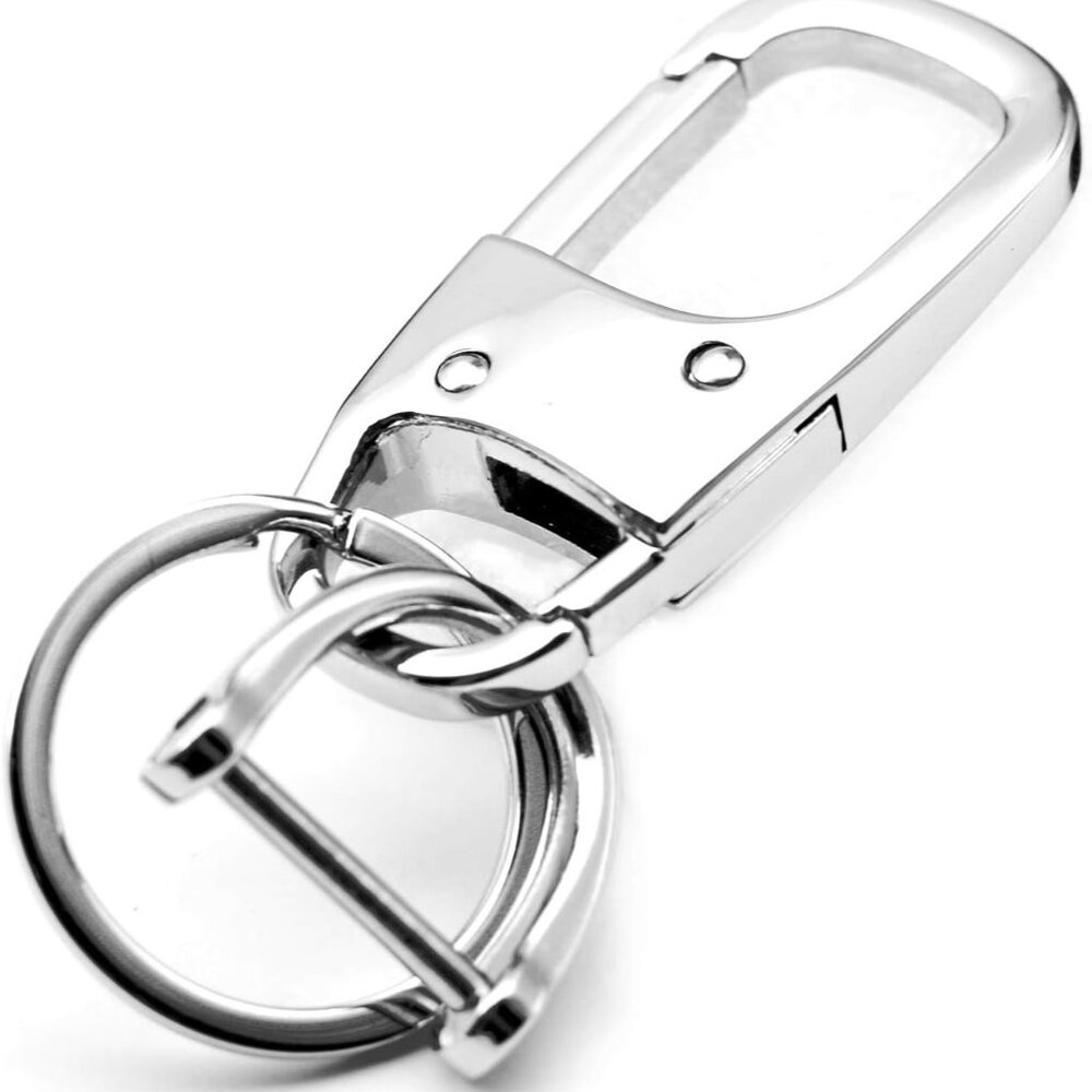 Metal Keychain Car Fob Key Chain Holder Clip with Detachable Valet Key Ring & An